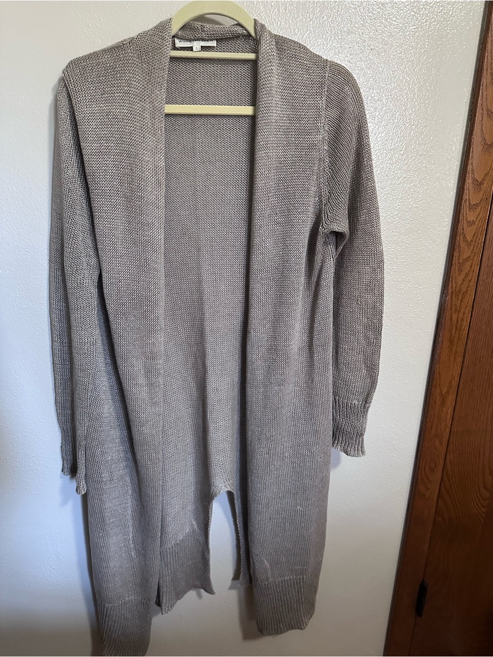 White + Warren Open-Front Long Cardigan in Taupe